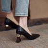 Pointed Toe on Heeled Shoes for Women Chunky Heels High Office Block Heel Woman Pumps Chic Point Luxury Brand Quick Delivery 39