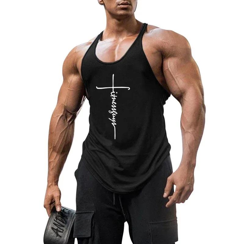 Muscleguys Running Vests Men Gym Stringer Tank Tops Bodybuilding Clothing Cotton Sleeveless Shirt Fitness Guys Singlets Workout Tanktop