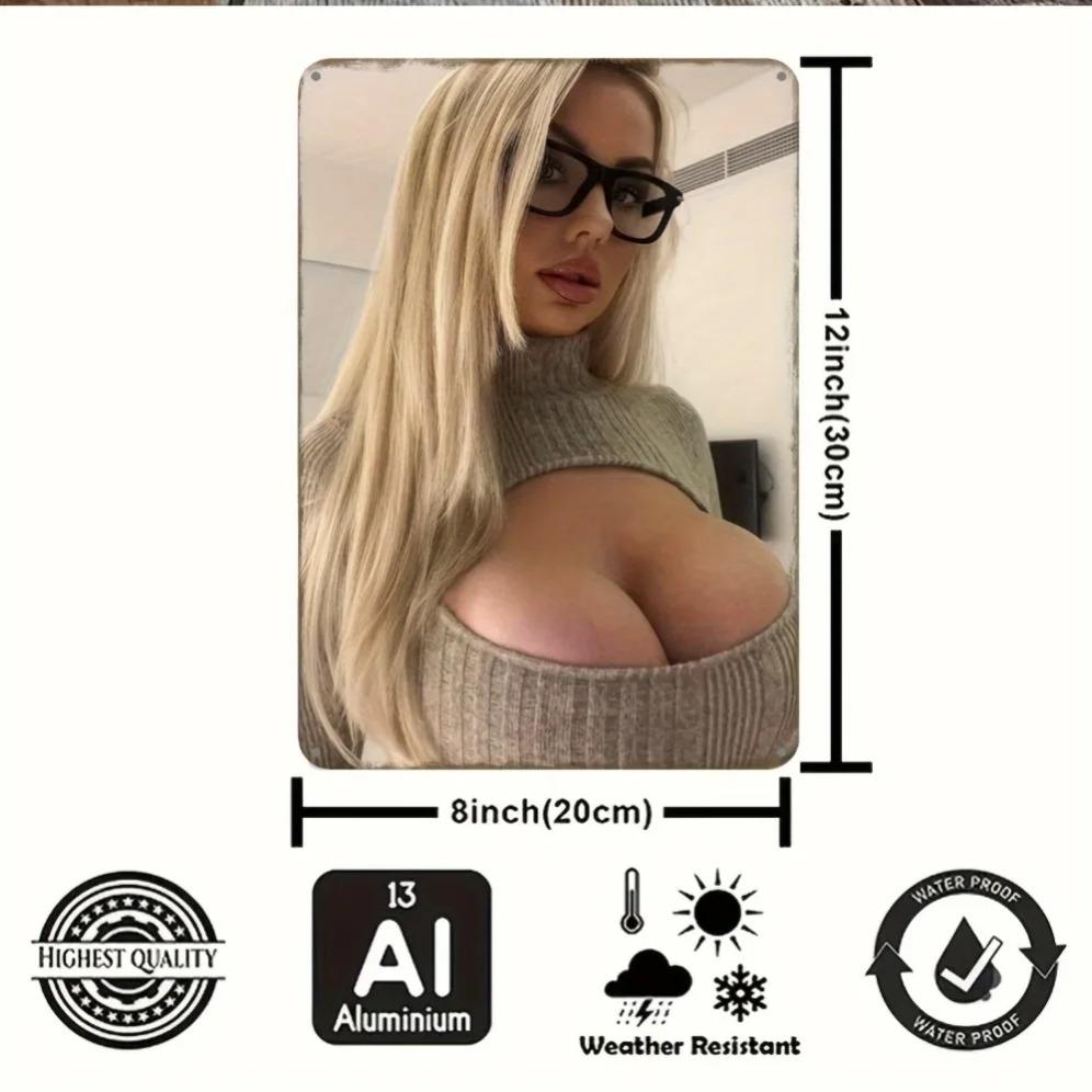 Vintage Blonde Dame Metall Blechschild Retro Wanddeko für Zuhause Bar Café