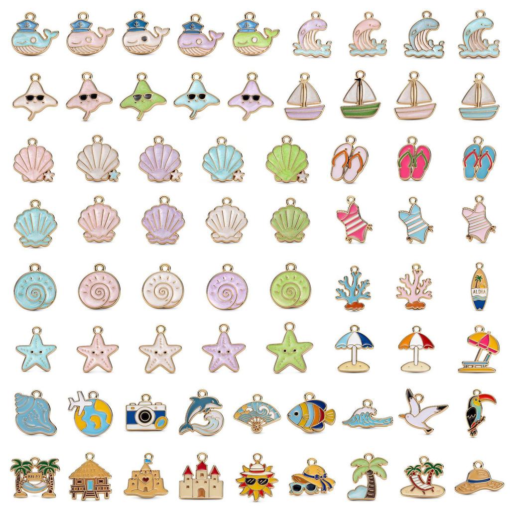 Colorful Alloy Ocean Charm Pendant for DIY Bracelets & Keychains