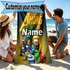 Custom Name Personalized Among Us Print Beach Towel, for Trip Camping Beach Party Home Decor, Birthday Gift for Family & Friends