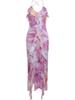 Ladies' Summer Camisole Dress Women Irregular Tassel Print Dress Casual Fashionable Long Skirt