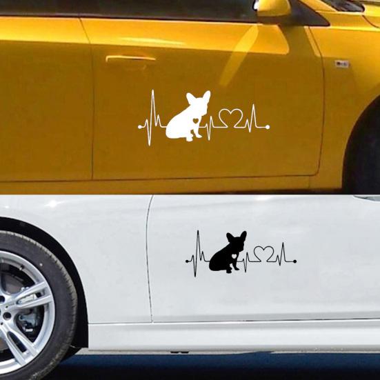 French Bulldog Heartbeat Car Bumper Window Sticker Reflective Decorative Decal