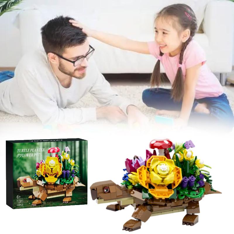 Planter 509pcs Turtles Flower Pots Building Blocks Toy Model Tabletop Gift Decor