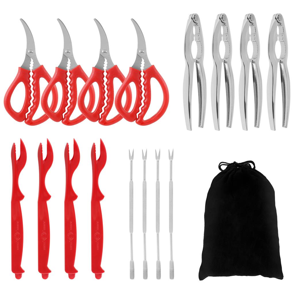 Stainless Steel Crab Tool Nut Cracker Crab Peel Shrimp Tool Lobster Clamp Pliers Clip Pick Set Seafood Tools Knives Accessories