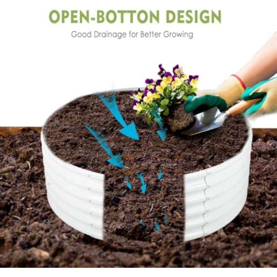 2Pcs 3X3X1.5 Ft Round Galvanized Raised Garden Bed Kit Outdoor Planter Garden Bed Metal Raised Box for Fruits Vegetables and He