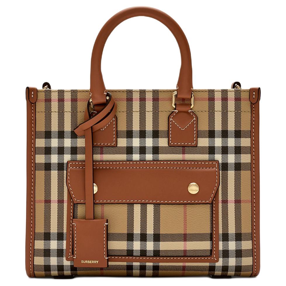 Burberry Borsa Tote Freya con Tracolla Regolabile e Rimovibile Borse Tote da Donna Classico-Beige Melange-Marrone 80975661