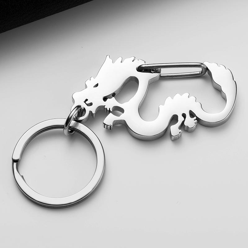 Металлический брелок Зодиак Дракон 2026 Подвеска Новый год Креативный брелок серебряный — фото 4