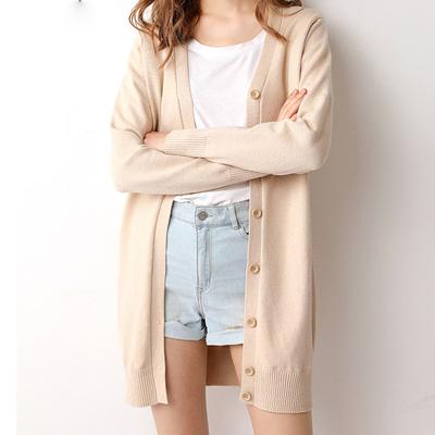 Spring and Autumn New Knitted Cardigan Women Loose Tops Outside the Long Paragraph Korean Version of the V-neck Sweater Jacket Sweater Cardigan