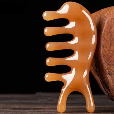 Pět zubů Pryskyřice Meridian Massage Hřeben Hlava Tvář Krk Terapie Akupunktura Škrabka Relaxace pokožky hlavy Masážní přístroj širokých zubů