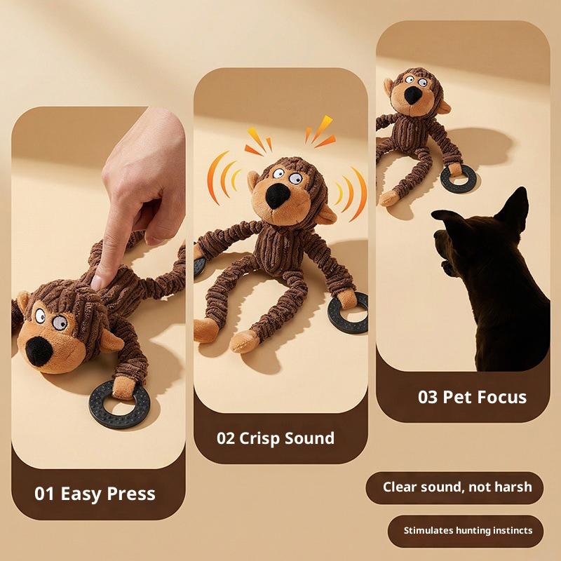 Squeaky Puppy Toys Plush Teeth Cleaning Chew Toy Calf Bear Monkey Shape Doll Dog Training Interactive Toys for Small Dogs