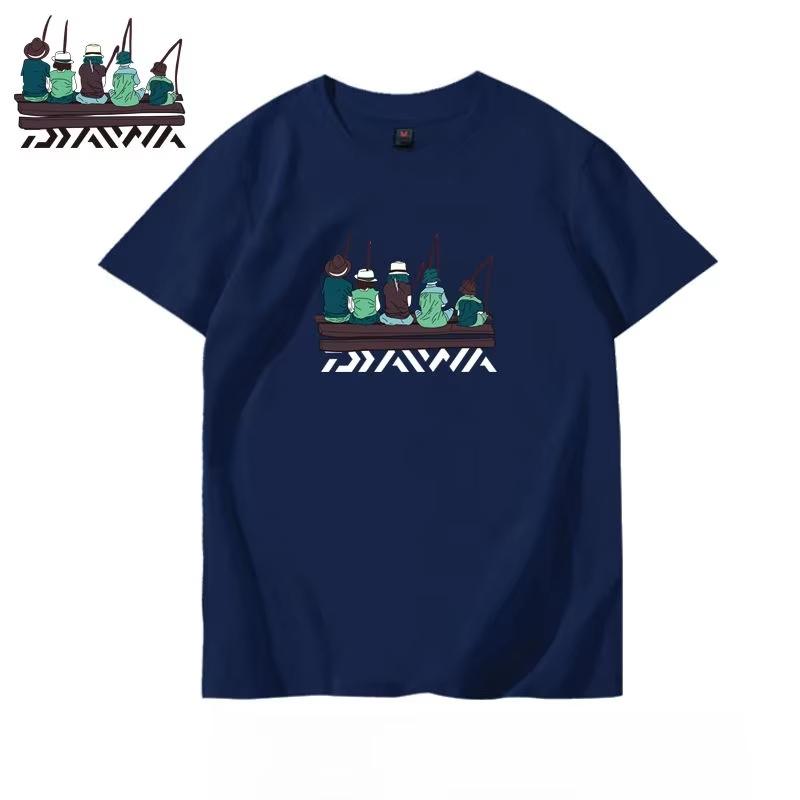 2025 AutumnWinter New Trendy Retro Outdoor Fishing Print Tshirt Loose and Sporty Shortsleeved Cotton Top for Men and Women