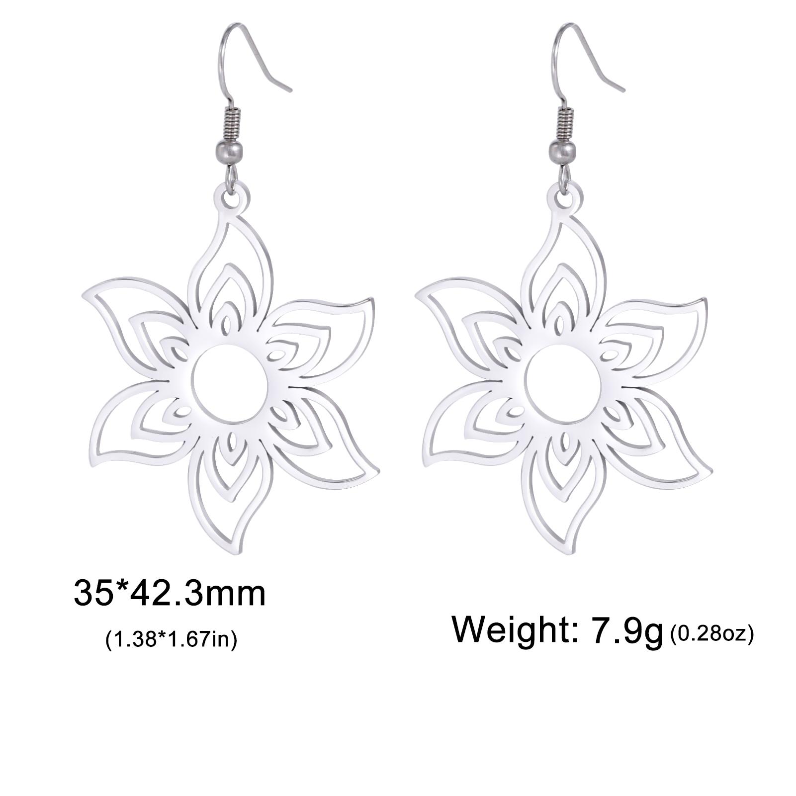 

Cazador Stainless Steel Large Flower Drop Earrings for Women Bohemian Dangle Earrings Aesthetic Jewelry Wedding Gift 2026 New In