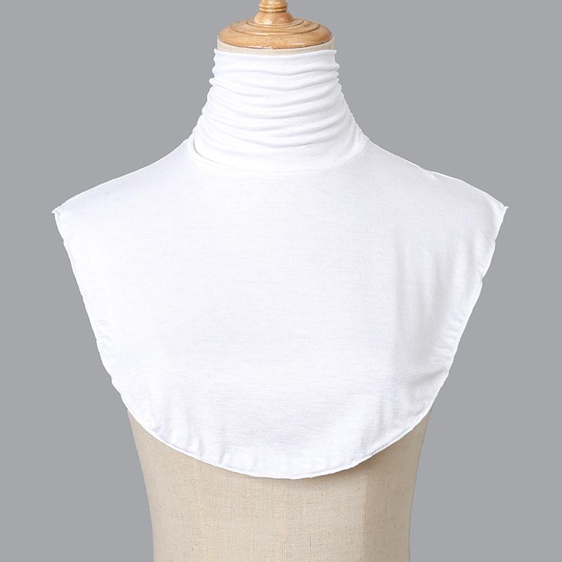 Perfect Match Black Modal High Nack Fake Collar Soft False Collar For Women Solid Color Elastic Jersey Detachable Collar