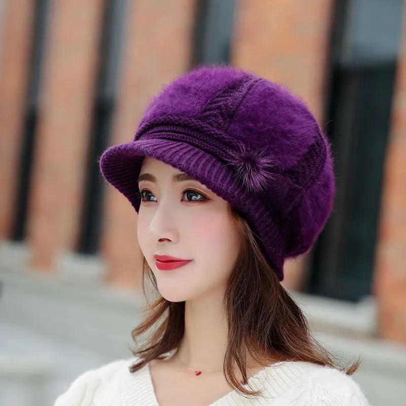 WTEMPO Solid Color Elastic Women's Casual Versatile Hats Retro Autumn Winter Warm Soft Cold-proof Windproof Caps
