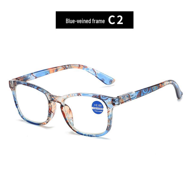 Women's European & American Style Floral Reading Glasses with Spring Hinges & Anti-Blue Light Protection