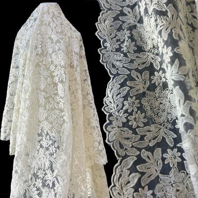 Light and Delicate Flower Embroidery Lace Jacquard Fabric Suitable for Wedding Dresses Formal Gown and Designer Clothing Fabrics