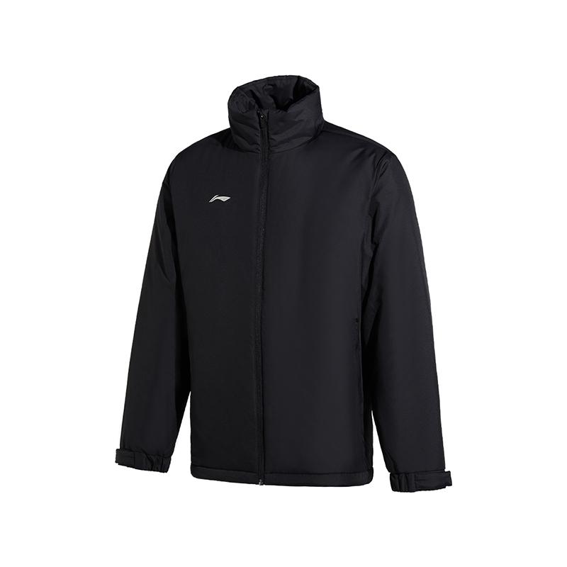 Li Ning Badminton Series Logo Print Windproof Comfortable Stand Collar Cotton Jacket Unisex Jacket Black AJMU297-1