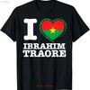 I Love Ibrahim Traore Burkina Faso Heart Flag T Shirt Vintage Stylish Streetwear Versatile Top For Everyday Wear Casual