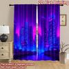 2D flat printing 2pcs Drapes Cyberpunk Cityscape Neon Glow Digital Printed Polyester Drapes Festive Wall Decor for Booths Studio