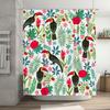 Vibrant Floral Toucan Print Shower Curtain for Bathroom Decor Waterproof Fabric Shower Panels with Hooks Tropical Rainforest The