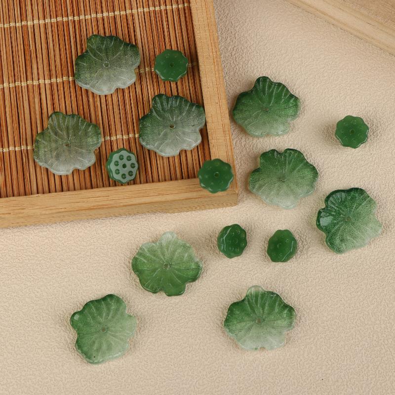 20Pcs Glass Lotus Flower Lotus Seedpod Beads Diy Jewelry Making Supplies Accessories For Handcraft Craft Kit