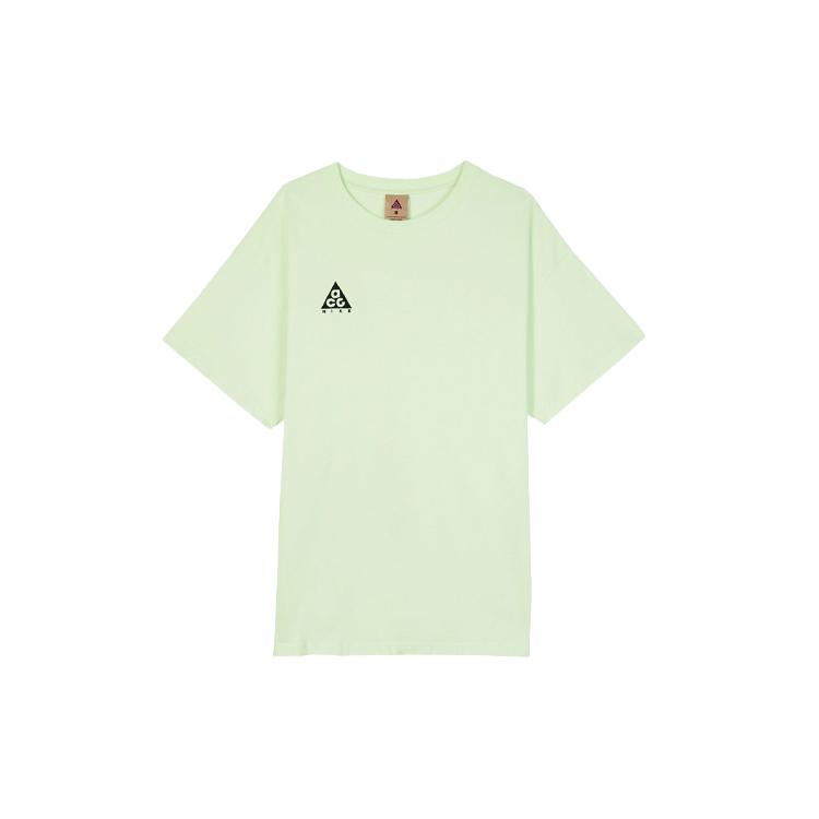 Nike ACG T Shirts Men s Green Yellow Crew Neck Moderate Straight Fit BQ7342-701 XS