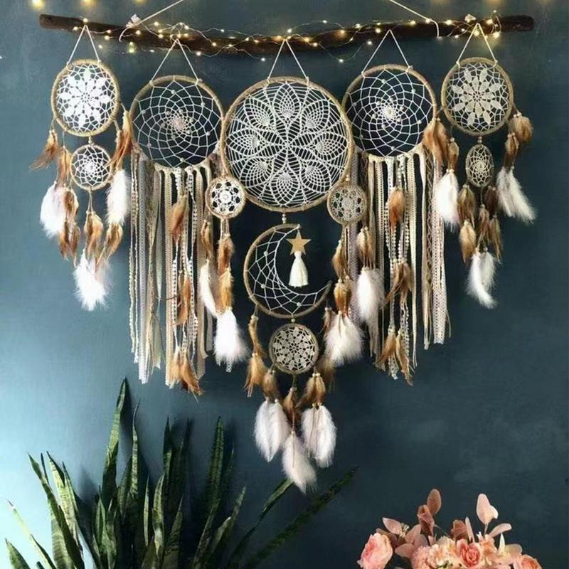 Macrame Dream Catchers 5 Pieces White Boho Wall Hanging Dream Catcher Baby Shower Decorations For Wall Hanging Home Decoration