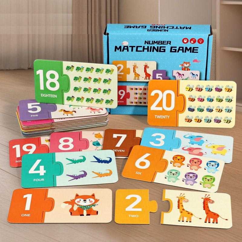 Paper Number Matching Puzzle English Letter Cognitive 1-20 Digital Enlightenment Math Educational Toys For Children