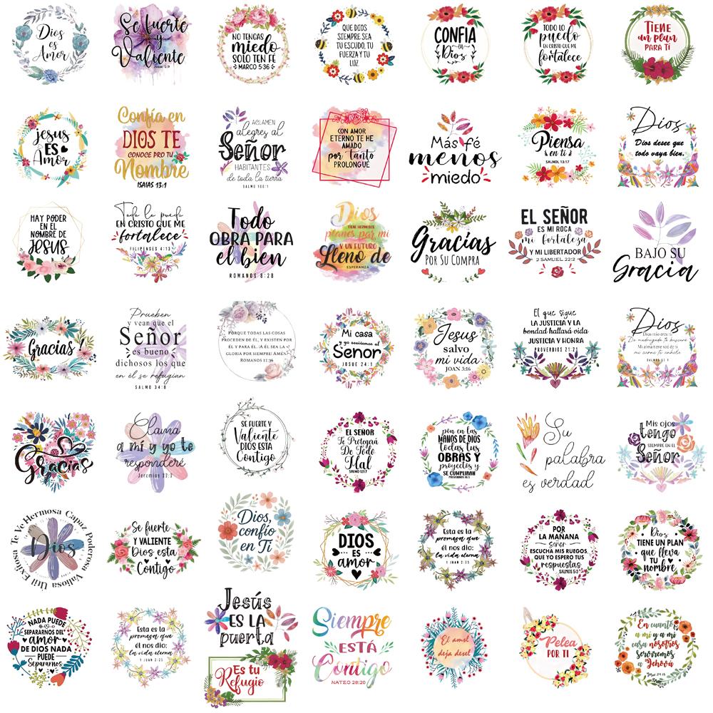 50PCS Spanish Motivational Text Stickers Motivational Waterproof Bicycle Stationary Scrapbooking Study Luggage Art Stickers