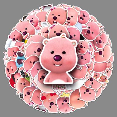 50 Loopy Korean Cartoon Cute Pink Beaver Ruby Children's Gooka DIY Mobile Suitcase Stickers
