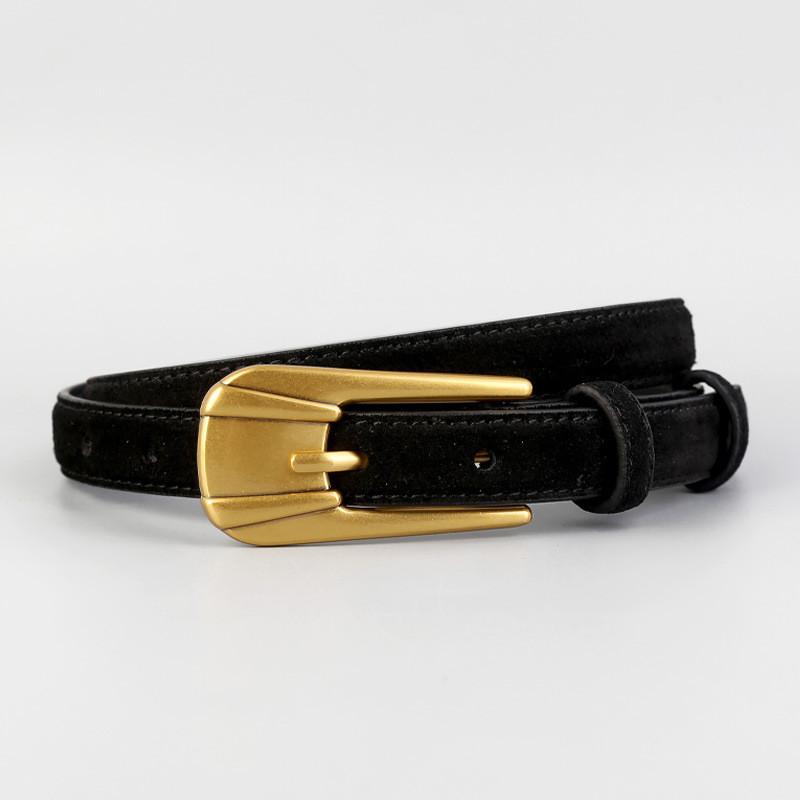 

Classic Genuine Leather Womens Belt For Casual And Office Wear With Silver Buckle чёрный
