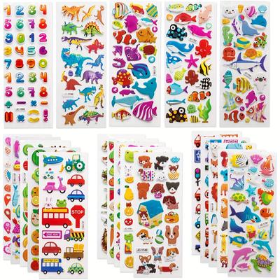 500 One Cute Furry Stickers with a Variety of Designs, Including 3D Options, Letters, Numbers, Butterflies, Fish, Dinosaurs, Etc.