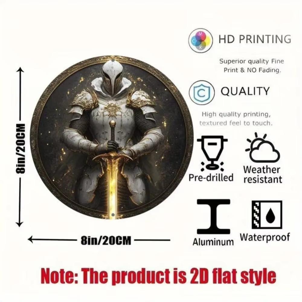 Metal Wall Decor Warrior Round Art for Home Bar Kitchen Office Gift
