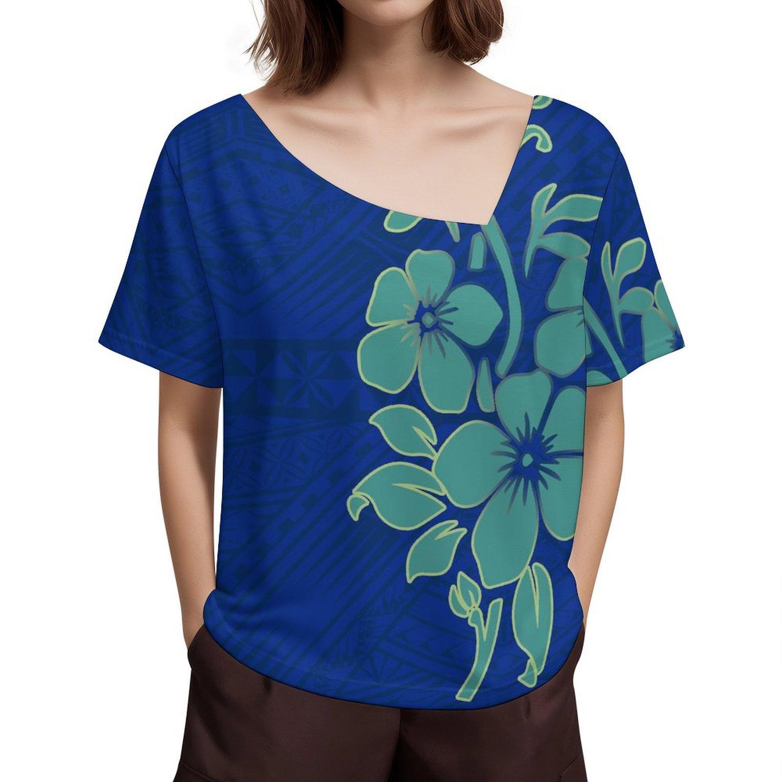 

Индивидуальный традиционный полинезийский художественный принт с дизайном повседневной женской одежды, модный сексуальный дизайн с коротким вырезом, женский топ с коротким рукавом XL