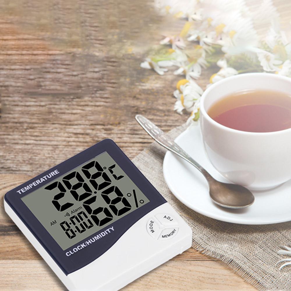HTC-1 Large Screen Hoom Thermometer Hygrometer Indoor Electronic Thermometer with LCD Display Electronic Alarm Clock
