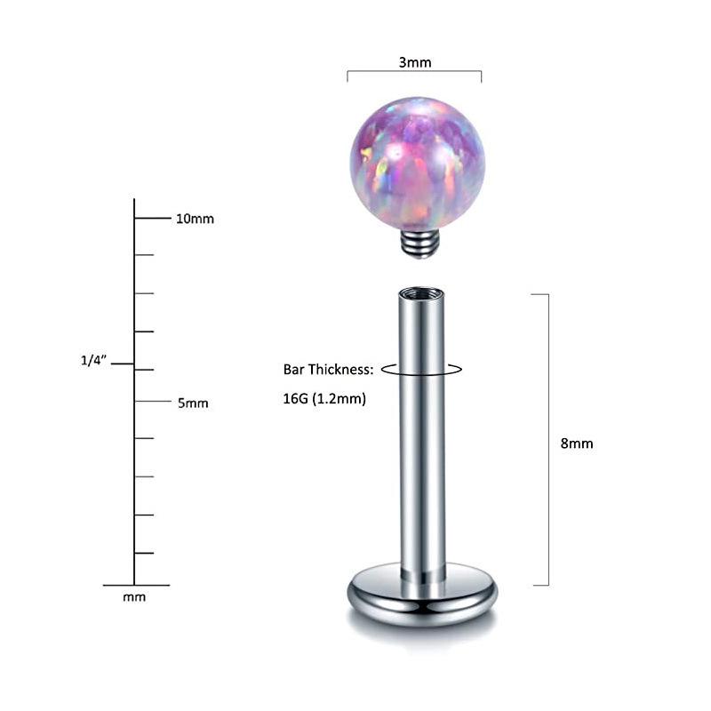 Bijou de piercing G23 Titane Boule Opale Lèvre