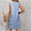 Plus Size V Neck Sleeveless Dress Forest Valley Waterfall Natural Print For Outdoor Hiking Adventure