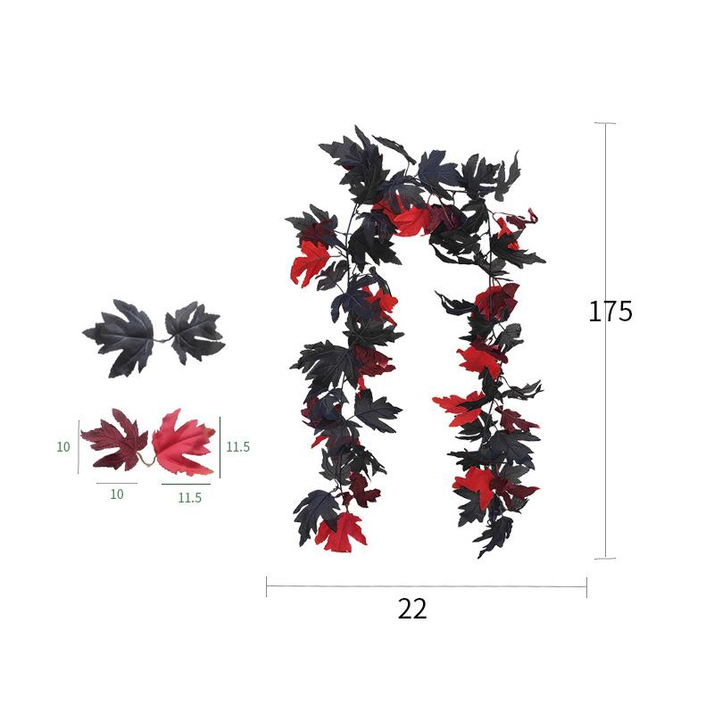 175CM Black Artificial Maple Leaf Vine Autumn Halloween Decoration Outdoor Indoor Wall Hanging Rattan Garden Garland Home Decor