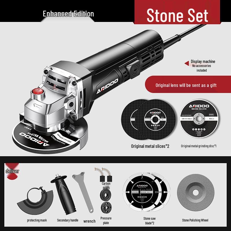 Deutscher Multifunktions-Winkelschleifer: Haushaltsschleifer, Polierer, Trennschleifer und Handschleifscheibe.