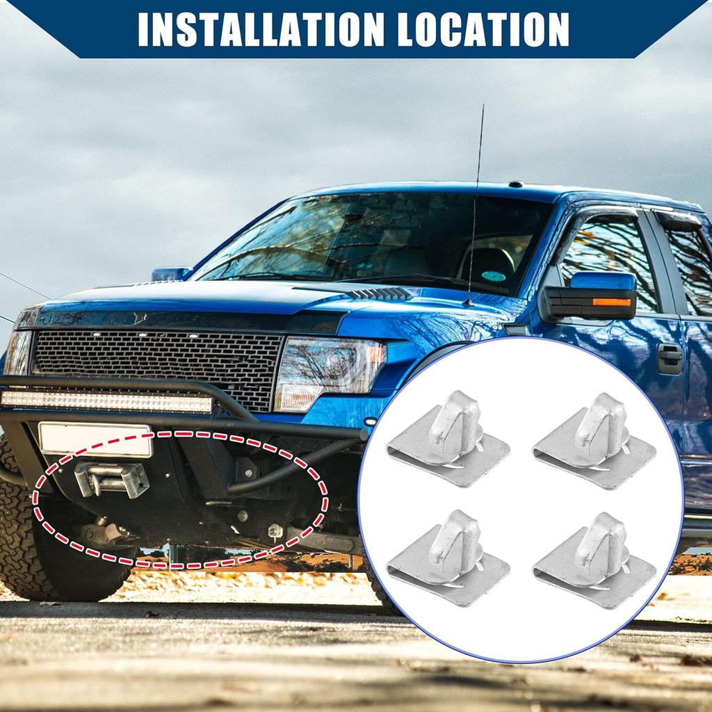 W715288-S439 / Front/Powertrain Skid Plate Clip for Ford F-150 2011-2022 / Transmission Skid Plate Fastener/Surface Coating Treatment/Metal / 4Pcs