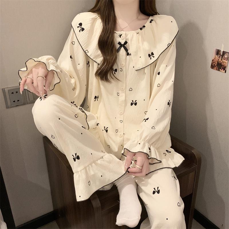 Women's Korean Style Spring/Autumn Long Sleeve Sweet Princess Pajama Set