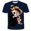 3D Printed Anime Luffy Short Sleeve T-shirt for Boys