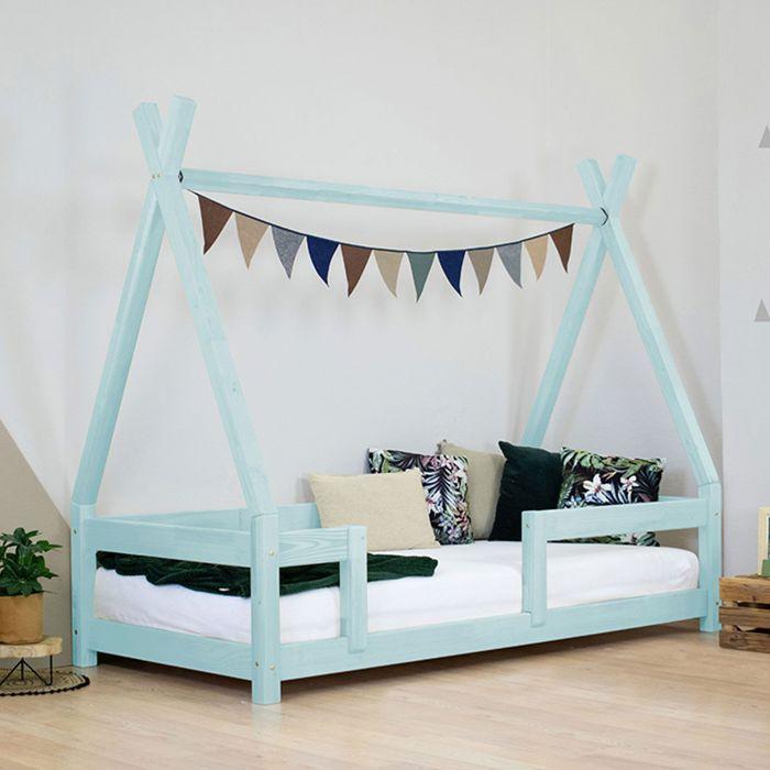 Lit cabane enfant NAKANA 120 x 200 bleu clair