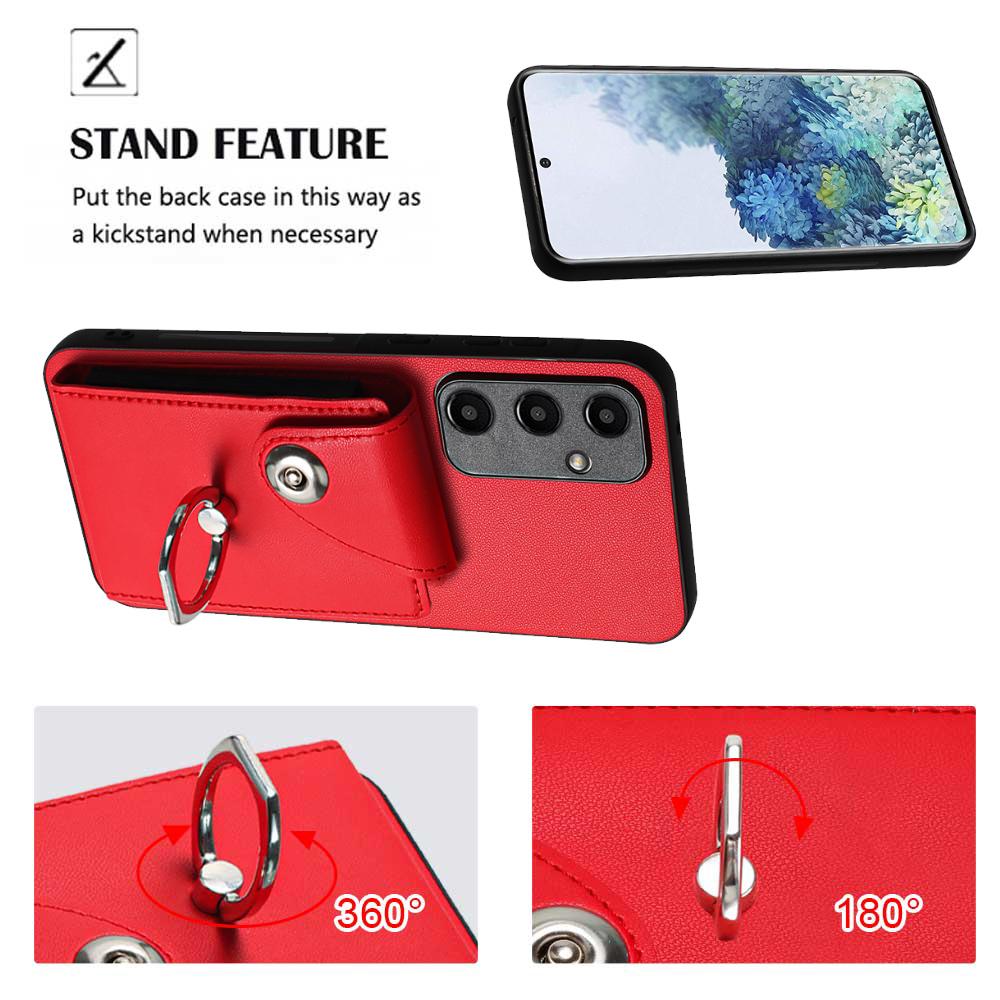 Accordion Folding Wallet Card Holder with RFID Shielding Material Phone Case Ring Holder Leather Case for OPPO