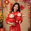Red Zodiac Sheep Doll Cute New Year Gift Fortune Mascot Cushion Plush Lamb Toy  Spring Festival