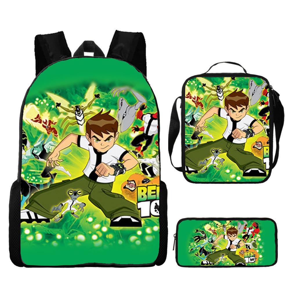 Less Hacker Backpack Ben 10 Student School Bag Anime Cartoon Backpack Lunch Bag Satchel Pencil Case