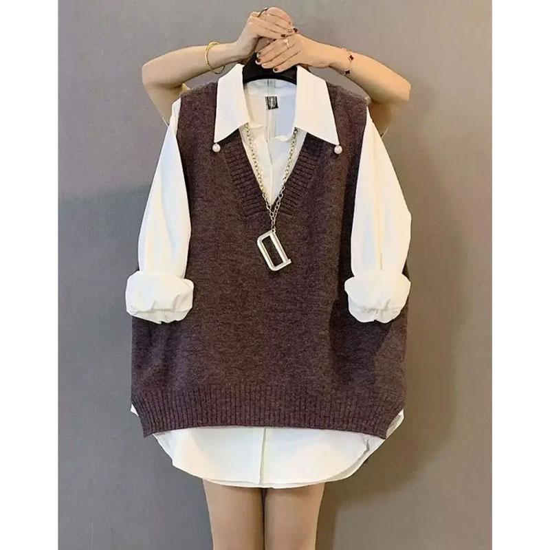 

Осенний тренд, универсальный однотонный вязаный жилет, женская одежда, V-образный вырез, свободные, простые, безрукавные свитера для женщин 6XL серый