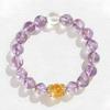 Ladies Pure Amethyst Beaded Bracelet, Natural Fresh Ornament for Travel Gift