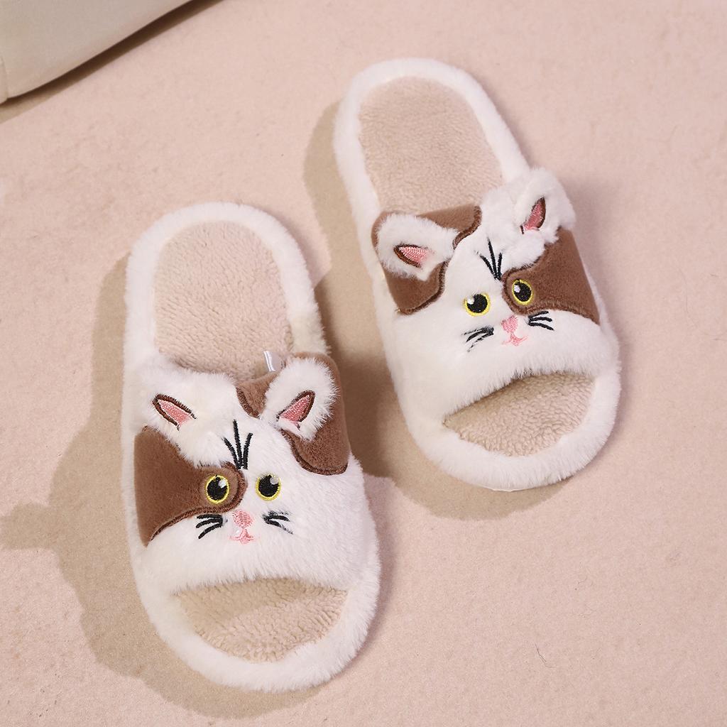 Cute Cartoon Cat-Shaped Indoor Slippers for Women, Comfortable with A Soft, Non-Slip Sole.